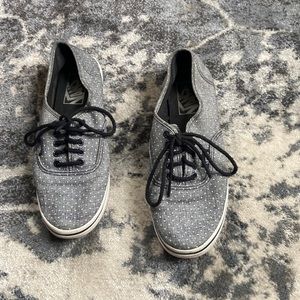 Grey and white polka dot vans